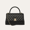 Chanel Large Flap Bag With Top Handle Black 11 Inches A92991