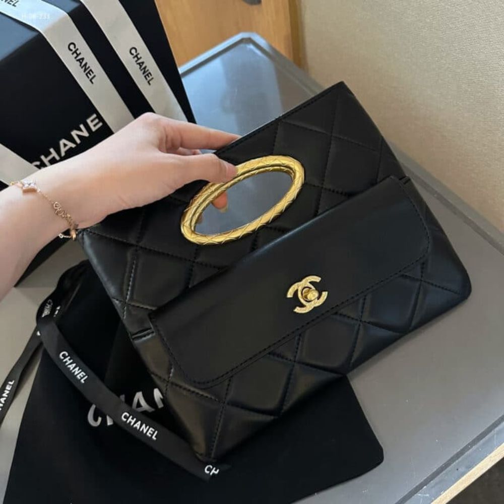 Chanel Clutch And Gold Plated Metal In Black 9.8 Inches AS5038 B17663 94305