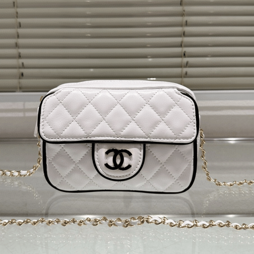Chanel Camera Bag Mini White 7.1 Inches