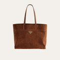 Prada Suede Tote Bag Cocoa Brown 14.6 Inches
