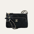 Chanel Clutch With Chain Velvet Effect Nylon And Gold Tone Metal Black 8.3 Inches Ap4771 B21406 94305