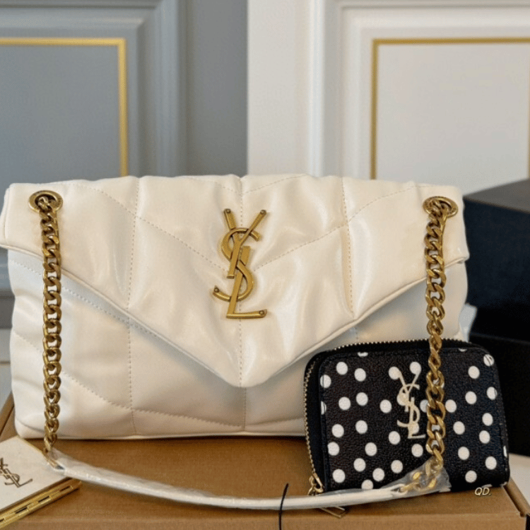 Saint Laurent Loulou Puffer Bag White 11 Inches 5774761El079207