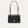 Chanel Small Flap Bag Grained Shiny And Gold Tone Black 8.7 Inches AS6130 B23483 94305