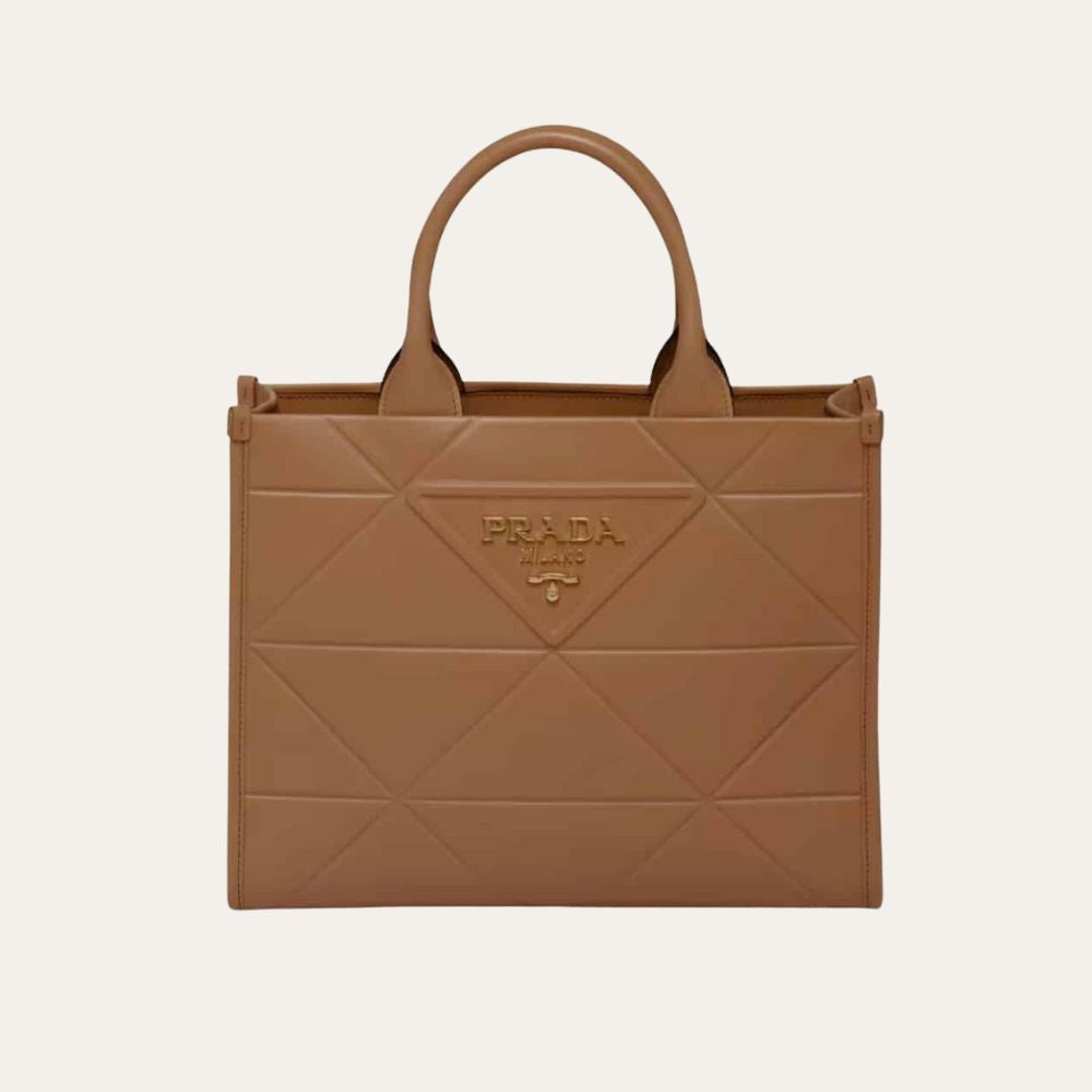 Prada Small Symbole Bag With Topstitching Caramel 11 Inches 1Ba379 Ask F03Oe V Oco