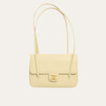 Chanel Small Flap Bag Grained Shiny And Gold Tone Light Yellow 8.7 Inches