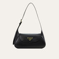 Prada Triangle Logo Shoulder Bag Black 9.4 Inches