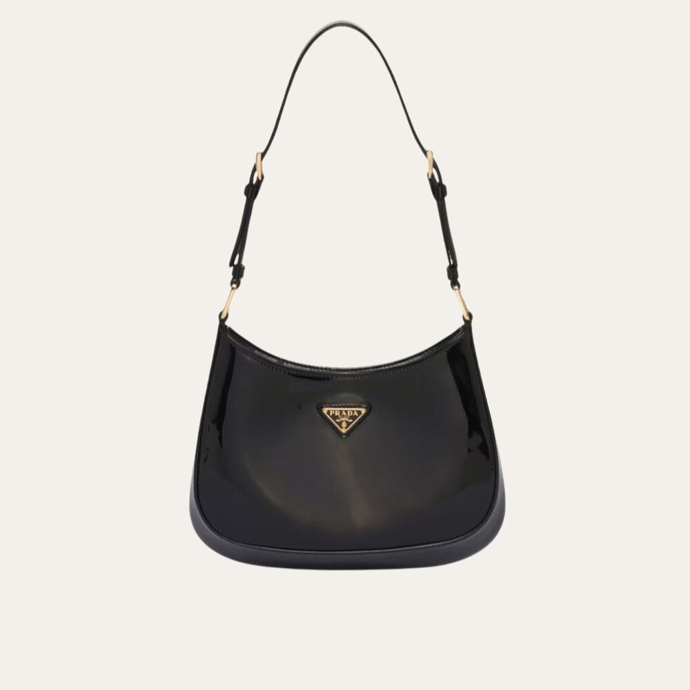 Prada Cleo Patent Leather Bag Black 10.6 Inches 1Bc169 069 F03Kj V Hoo