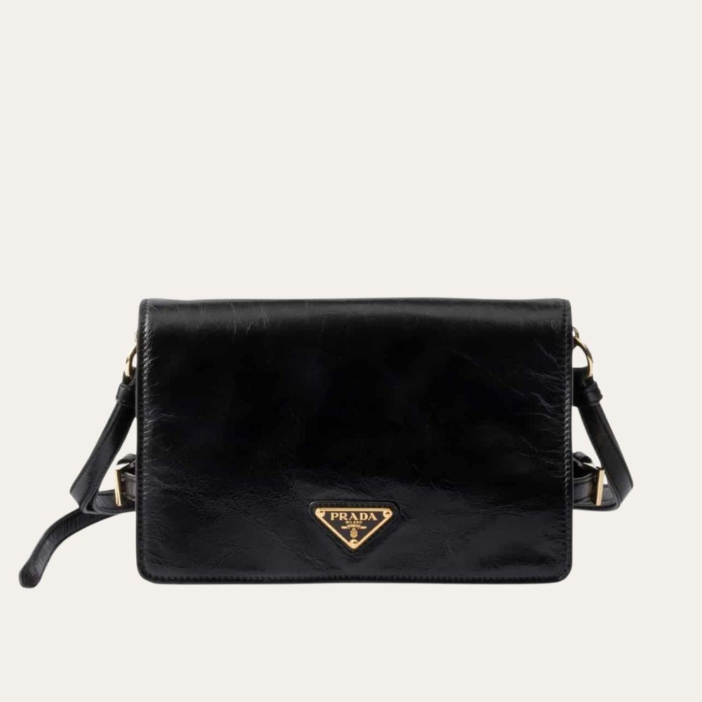 Prada Leather Shoulder Bag Black 9.1 Inches 1Bd082 2Cyr F0002 V Dvj