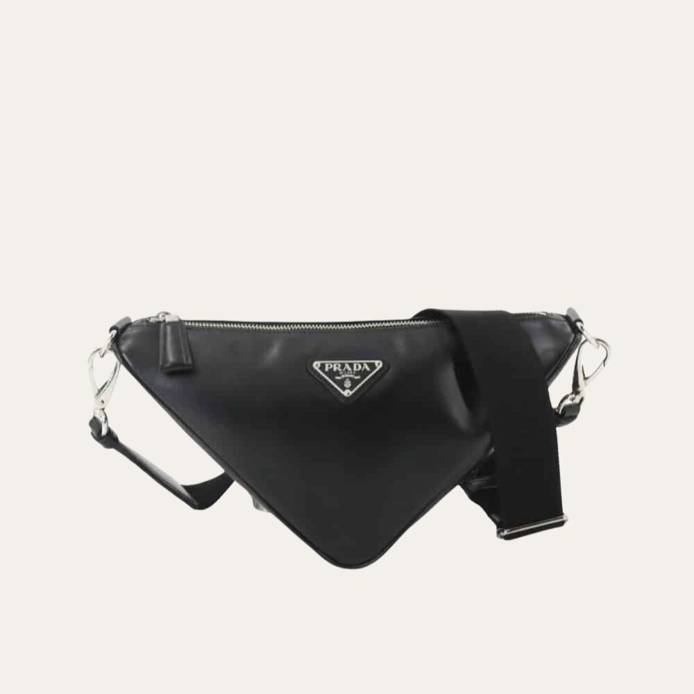 Prada Triangle Shoulder Bag Black 10.6 Inches
