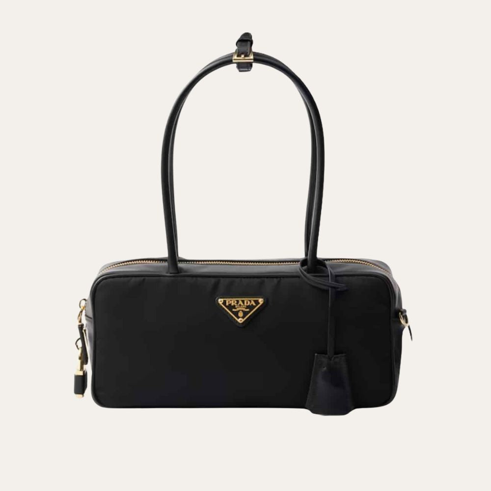 Prada Re Nylon Small Top Handle Bag With Padlock Black 11 Inches 1Bb133 2C8Q F0002 V Odo