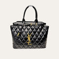 Saint Laurent Calfskin Leather Handbag Black 33Cm