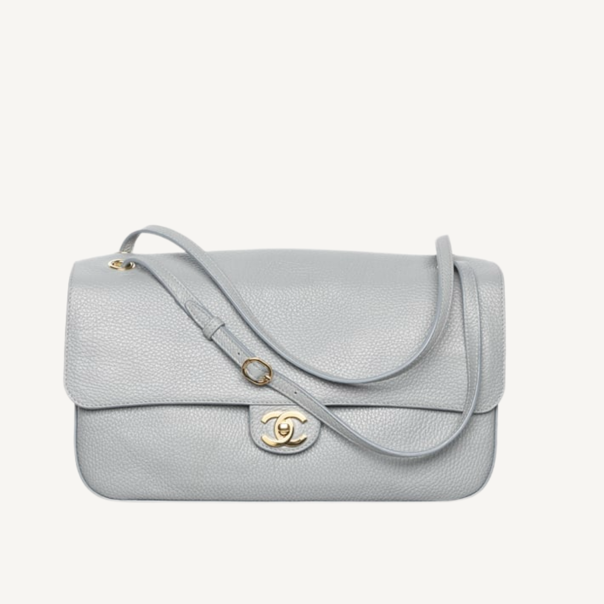 Chanel Maxi Flap Bag Gray Gold Hardware 12.6 Inches