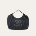 Chanel Coco Cabas Shopping Bag Denim Dark Blue 14.2 Inches