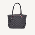 Chanel Cambon Ligne Large Tote Bag Black Pink 15.5 Inches