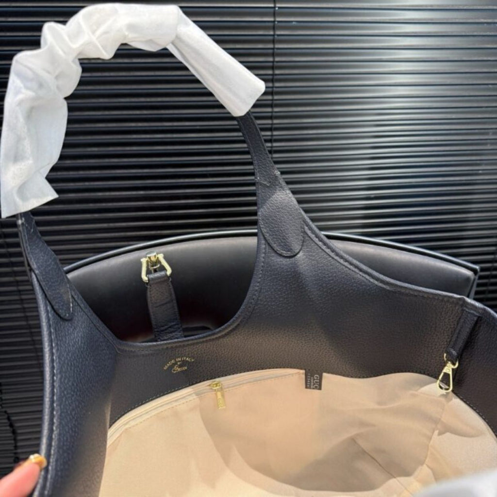 Gucci Mercato Medium Tote Bag Denim Navy Blue 14.2 Inches