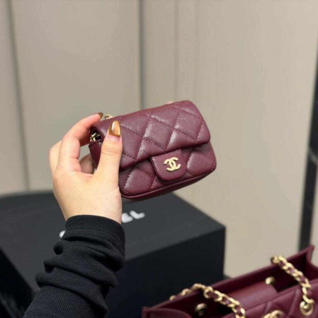 Chanel Small Shopping Bag Gold Tone Burgundy 12.2 Inches AS4940 B17067 NY570