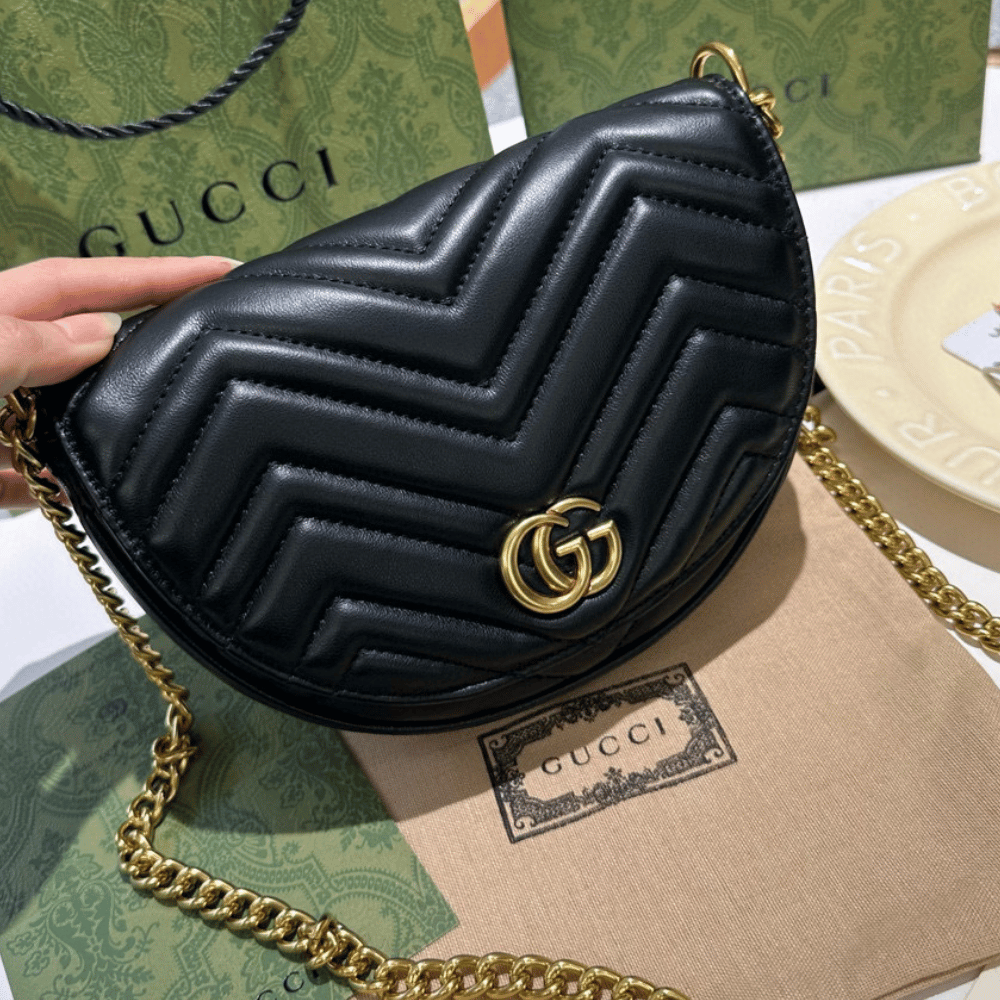 Gucci Gg Marmont Mini Matelassé Shoulder Bag Black 10.2 Inches