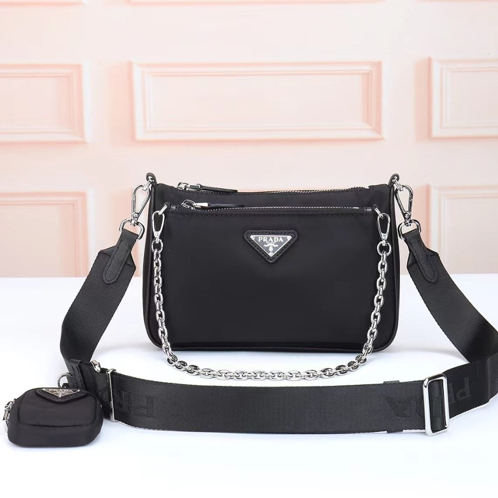 Prada Re Nylon Shoulder Bag Black 23Cm 1BH168 R064 F0002 V V1T