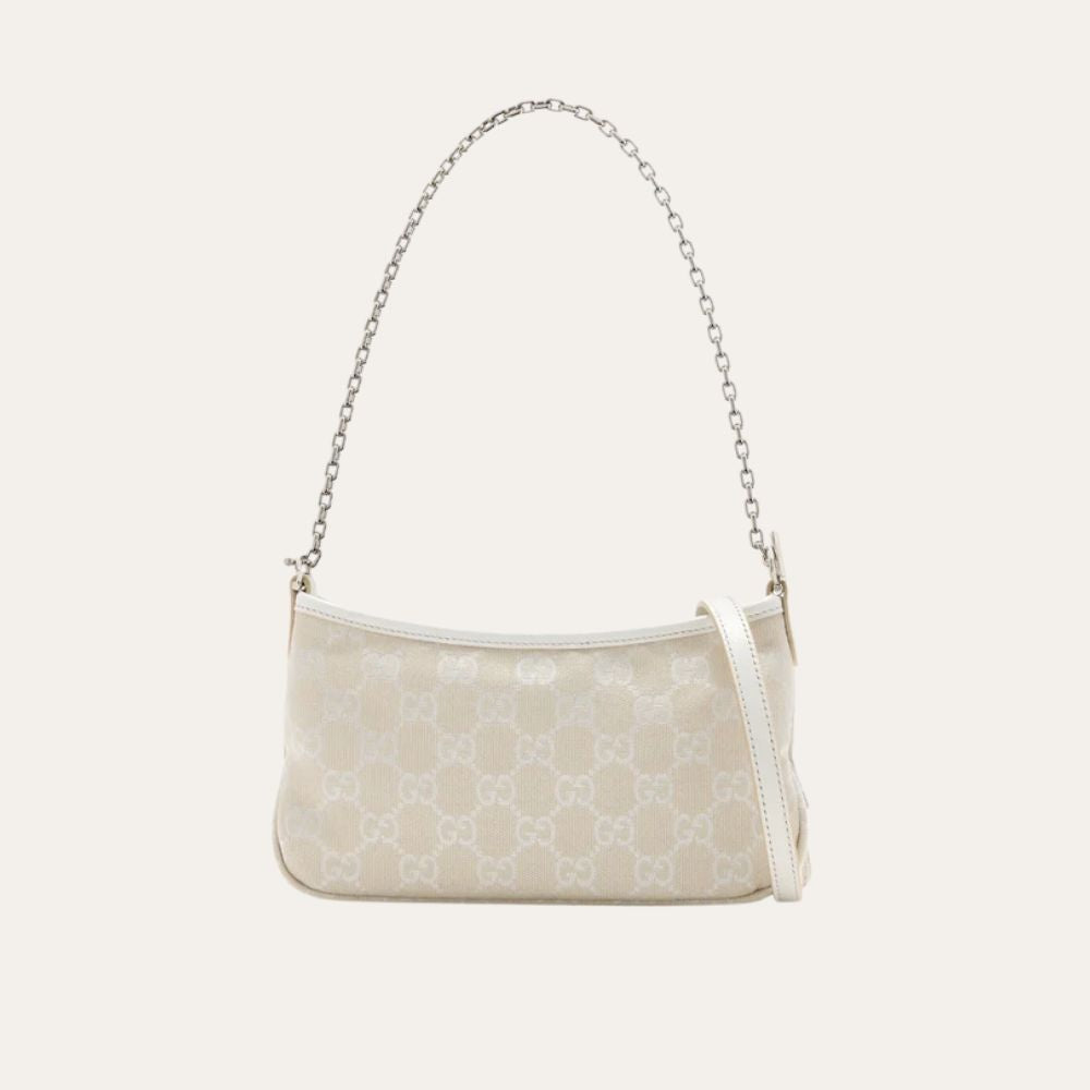 Gucci Gossip Small Shoulder Bag Ivory GG Canvas 8.3 Inches