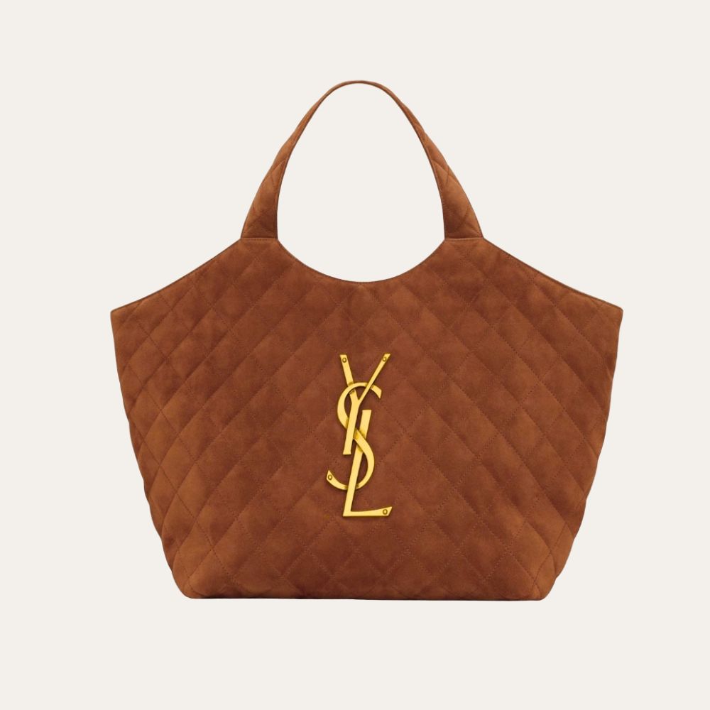 Saint Laurent Large Tote Bag In Suede Copper 14.2 Inches