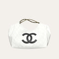 Chanel Coco Beach Small Shopping Bag White & Black 16.9 Inches