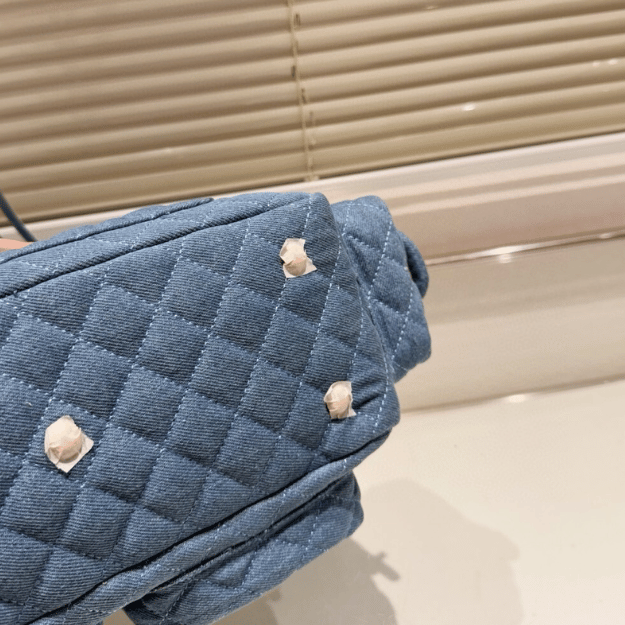 Chanel Bowling Denim Multi-Pocket Blue Denim 11.8 Inches