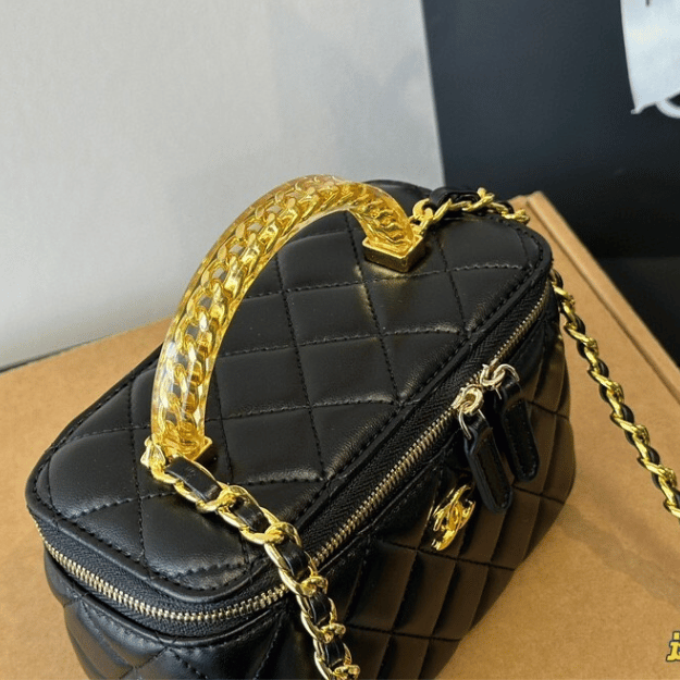 Chanel Mini Vanity Case With Top Handle Black 6.3 Inches