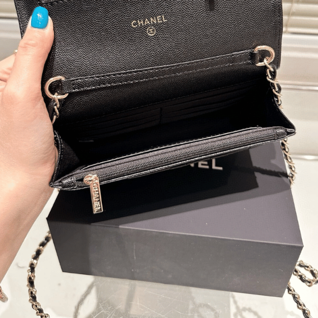 Chanel Flap Bag Woc (Wallet On Chain) Black 7.5 Inches