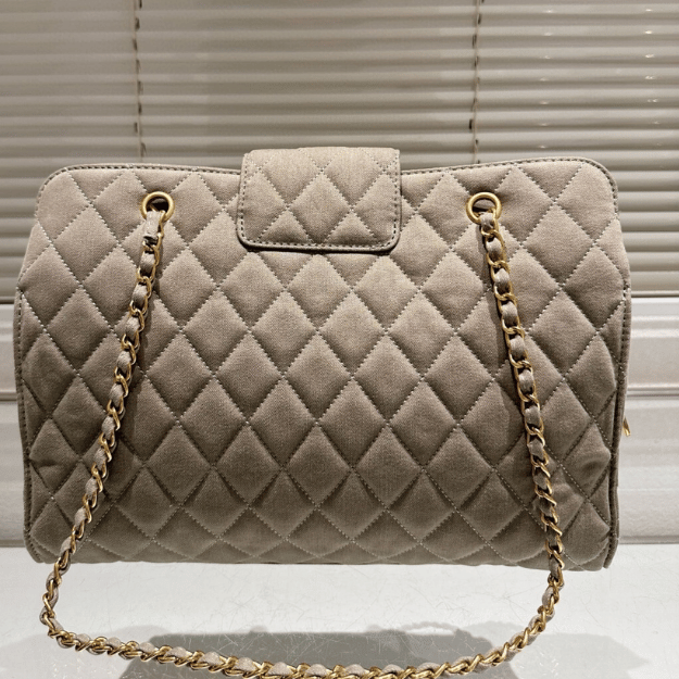 Chanel Vintage Style Shopping Bag Khaki 13.8 Inches