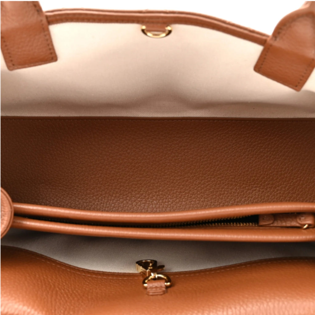 Chanel Small Shopping Shoulder Bag Camel Gold Hardware 12.6 Inches