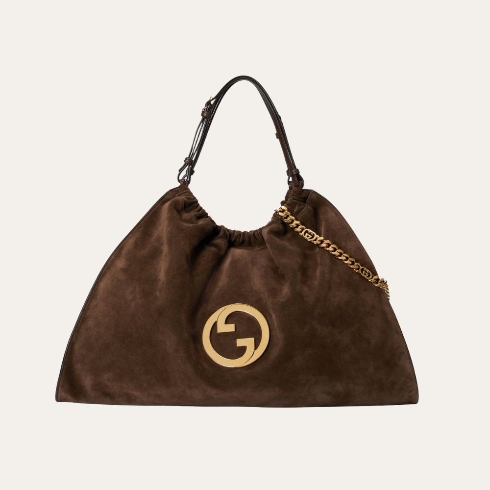 Gucci Blondie Large Suede Tote Bag Brown 19.7 Inches
