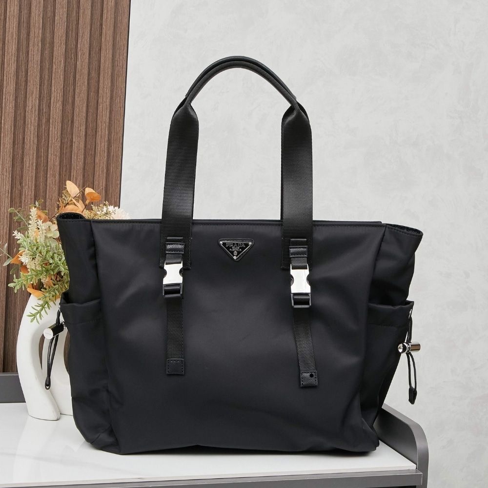 Prada Re Nylon And Saffiano Tote Black 15.4 Inches Vg042 2Dmg F0002 V Mon