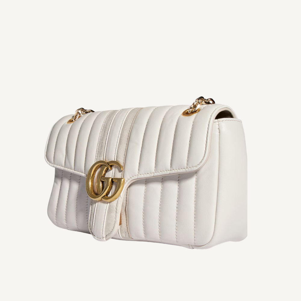 Gucci Jetset GG Marmont Medium Shoulder Bag White 10.2 Inches