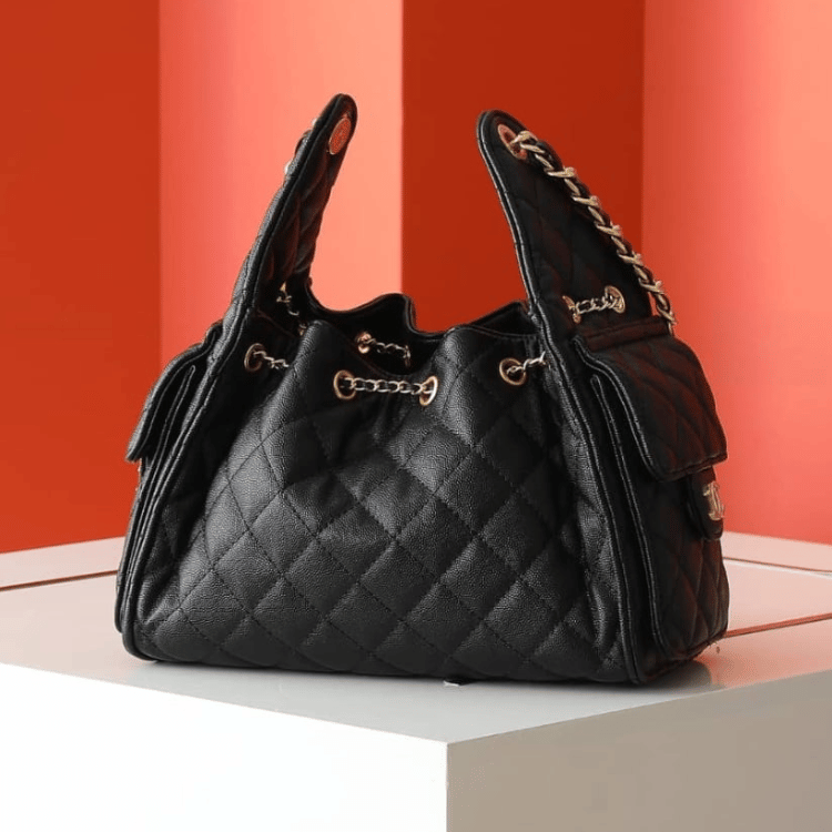 Chanel 25 Small Handbag Grained And Gold Tone Metal Black 10.2 Inches As5293 B20304 94305