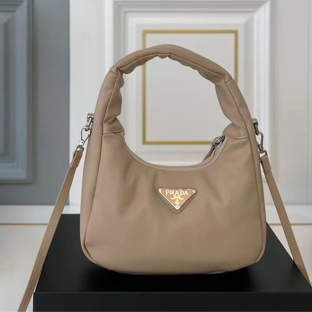 Prada Soft Padded Nappa Leather Bag Beige 8.3 Inches