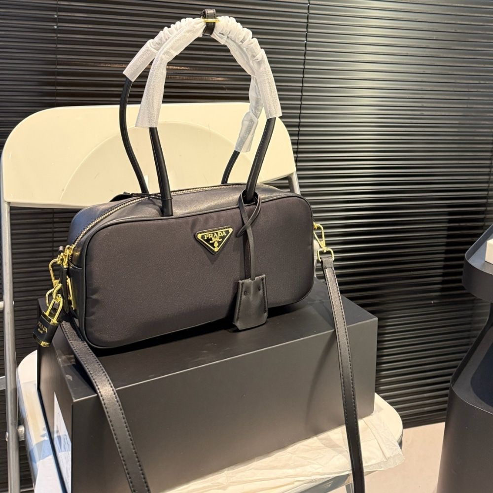 Prada Re Nylon Small Top Handle Bag With Padlock Black 11 Inches 1Bb133 2C8Q F0002 V Odo