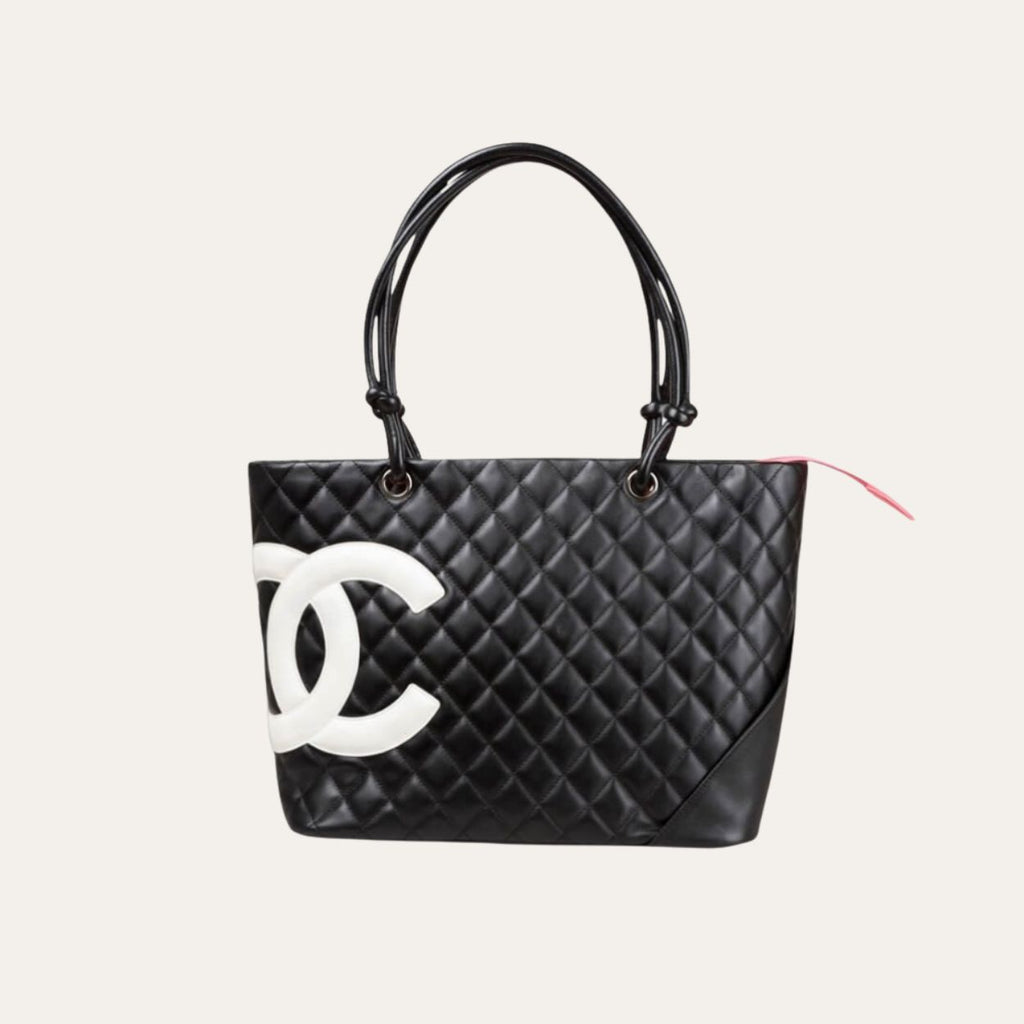 Chanel Cambon Line Medium Tote Bag In Black 11 Inches