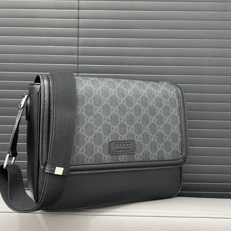 Gucci Gg Embossed Messenger Bag Black 9 Inches