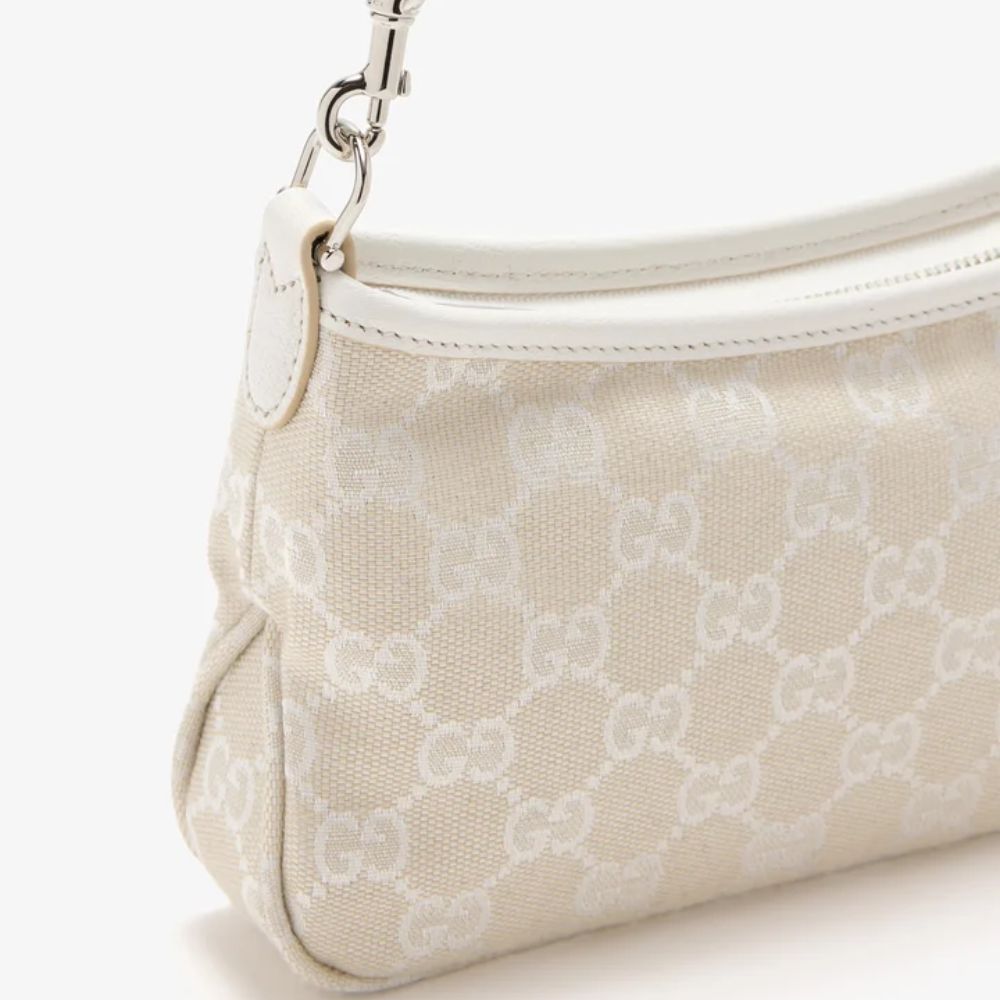 Gucci Gossip Small Shoulder Bag Ivory GG Canvas 8.3 Inches