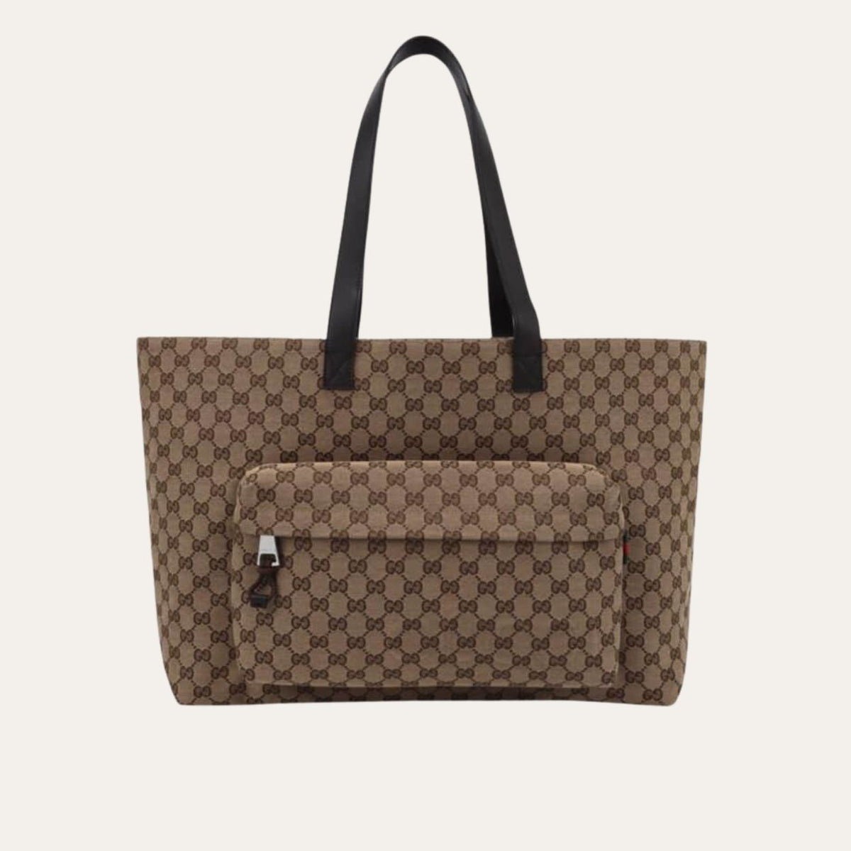 Gucci Large Gg Tote Bag Beige And Ebony Original Gg Canvas 17.7 Inches ‎802166 Faduu 8657