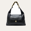 Chanel Maxi Hobo Bag Black Leather 16.9 Inches AS5839 B22140 94305
