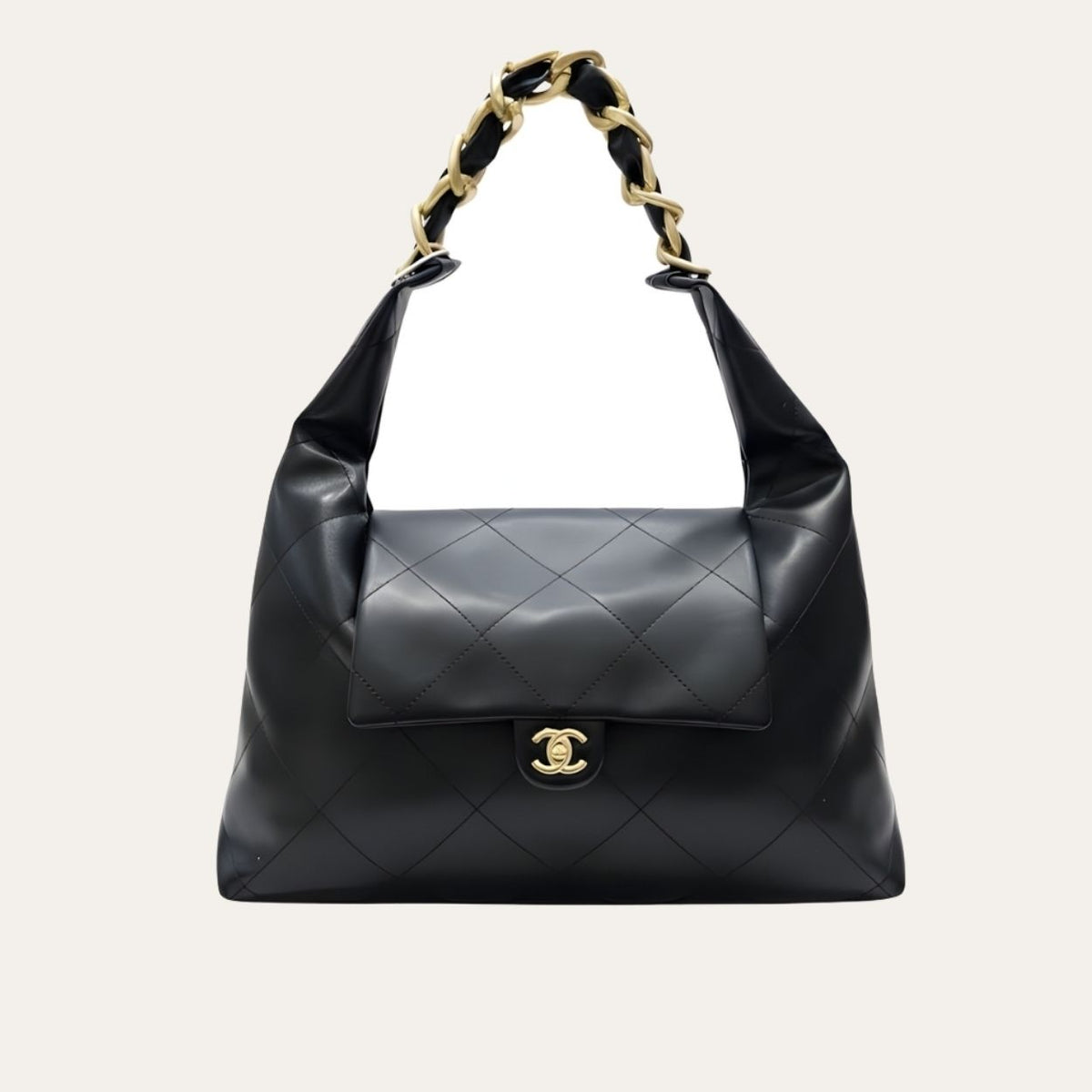 Chanel Maxi Hobo Bag Black Leather 16.9 Inches AS5839 B22140 94305