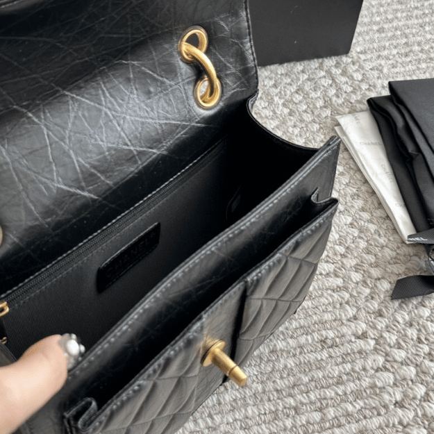 Chanel Vintage Postman Flap Backpack Black 8.7 Inches