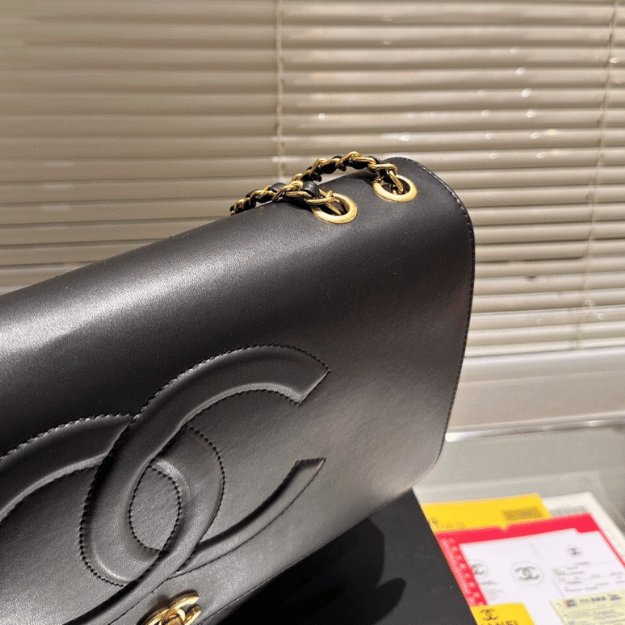 Chanel Cc Logo Maxi Flap Bag Black 13.0 Inches