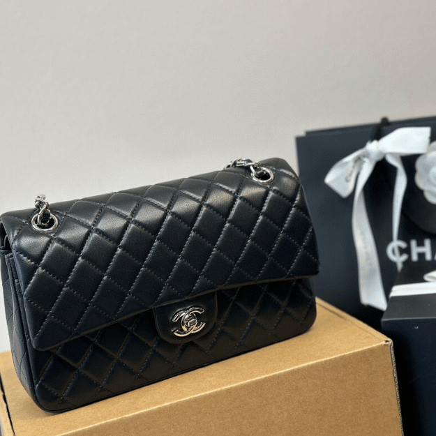 Chanel Classic Flap Bag Black 9.8 Inches