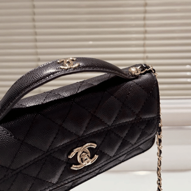 Chanel Vintage-Style Shoulder Bag Black 7.5 Inches
