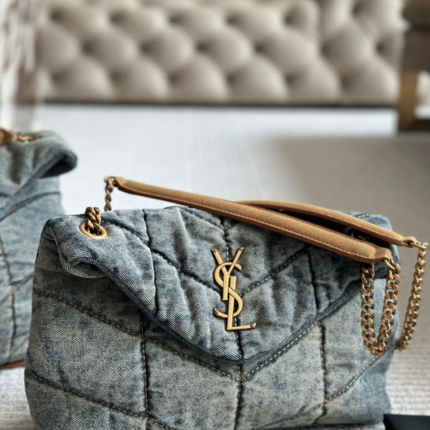 Saint Laurent Loulou Puffer Bag Denim 11.4 Inches