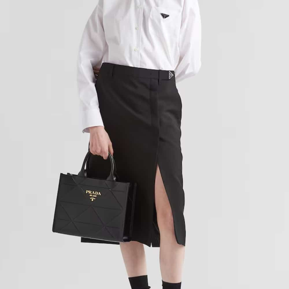 Prada Small Symbole Bag With Topstitching Black 11 Inches 1Ba379 Ask F0002 V Oco