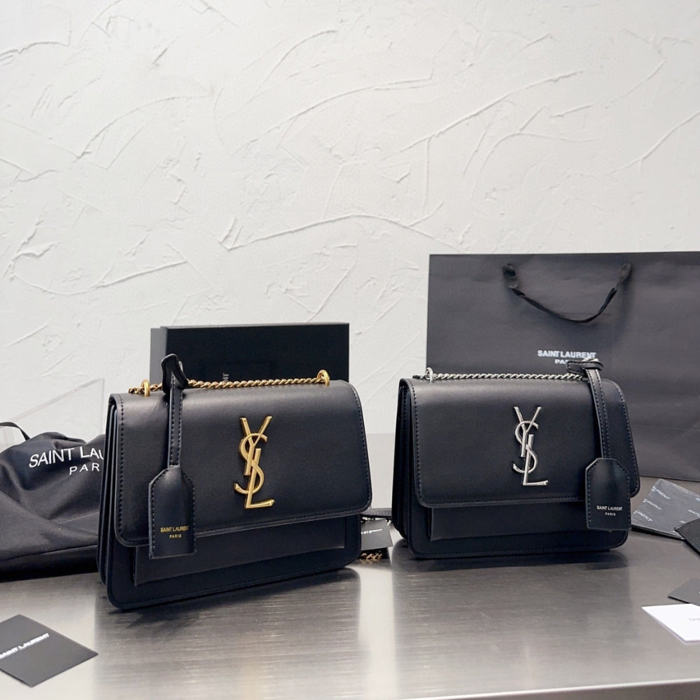 Saint Laurent Sunset Medium In Smooth Leather Black 9.8 Inches