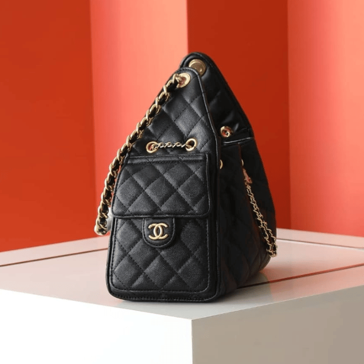 Chanel 25 Small Handbag Grained And Gold Tone Metal Black 10.2 Inches As5293 B20304 94305